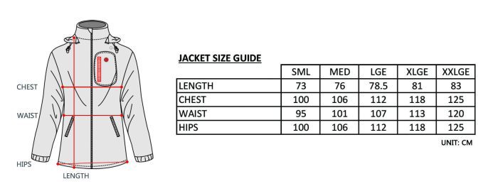 Heated Jacket Size Guide